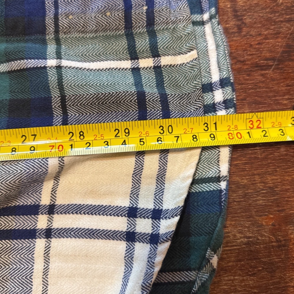 Structure Mens Large Green Blue Plaid Flannel Button Down Shirt Cotton Vintage - Picture 7 of 11